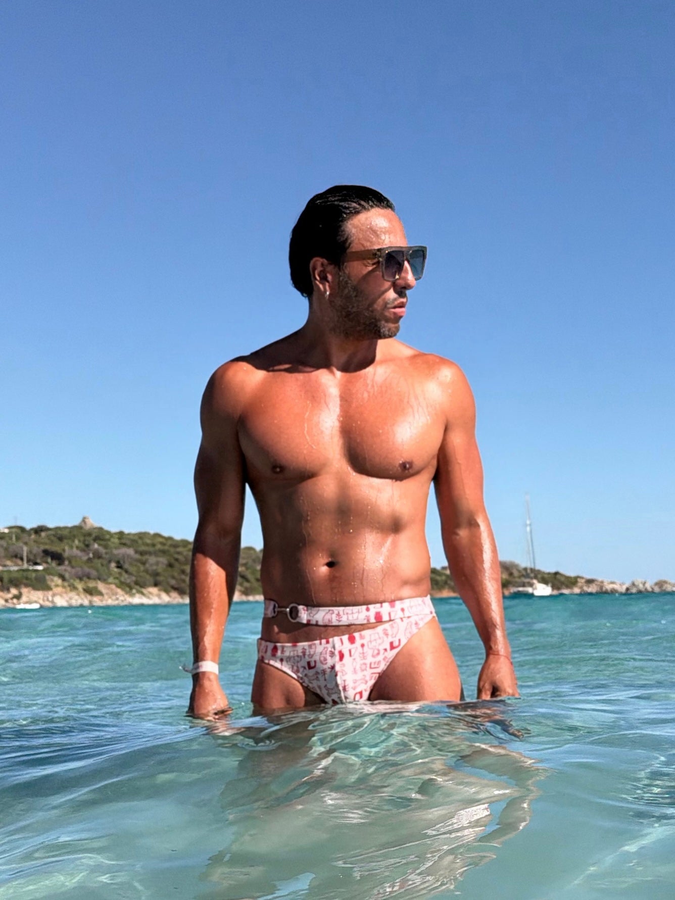 Men's hook detail swim bikini by GODO — premium stretch beach swimwear