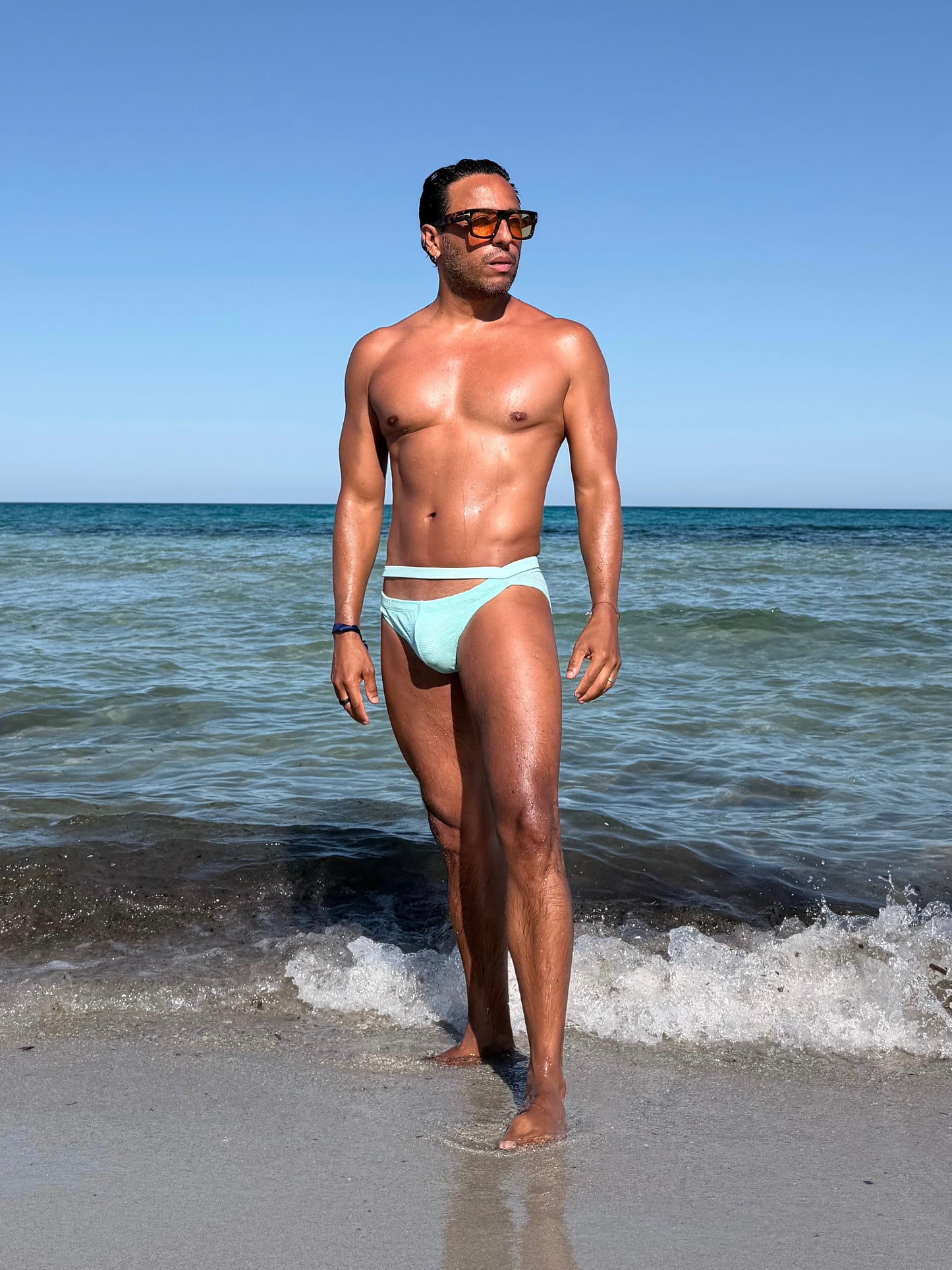 Men's limited edition Monaco Mint bikini GODO — UPF 50+ quick-dry beach swimwear